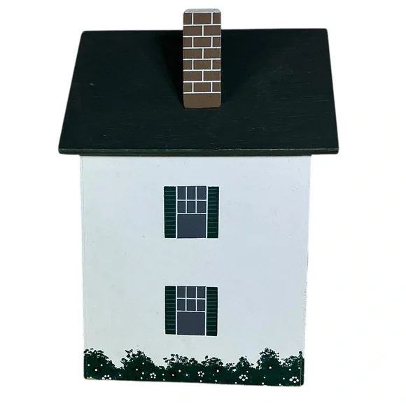 Vintage Cookie Cottage Canister Hand Painted Wood Container Dutch Farmhouse - Picture 4 of 16